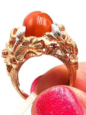 QVC Pink Moonstone Rose Gold Plated 925 Sterling Silver Ring Size 5